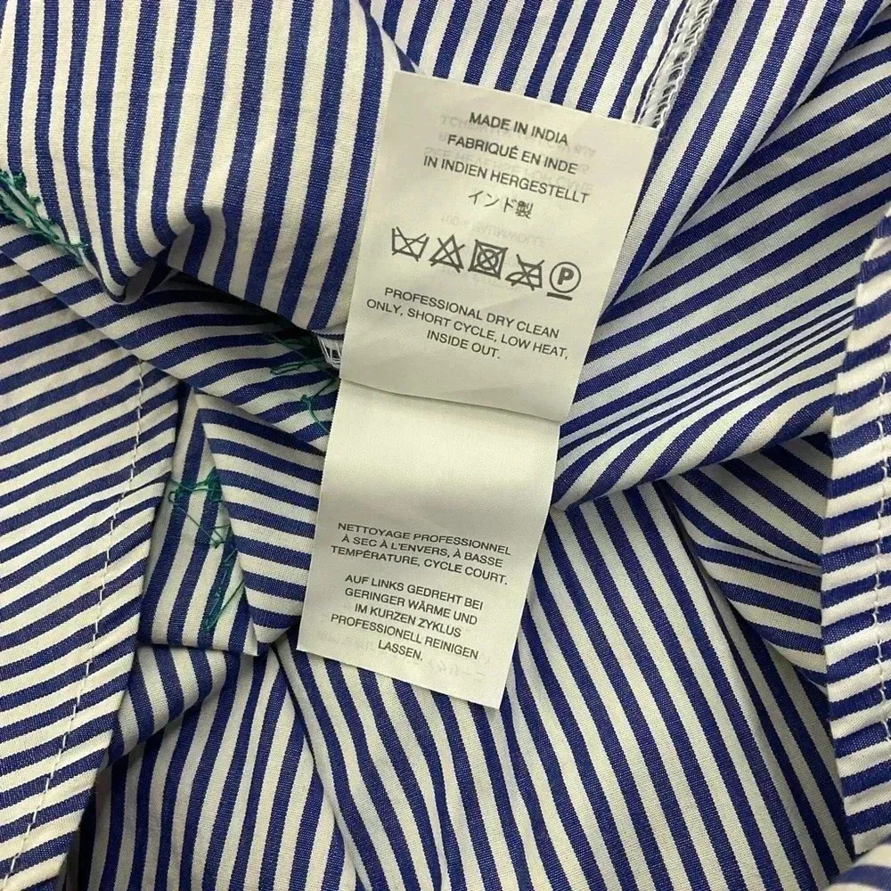 J. Crew Blue Striped Top Size 2 Off Shoulder Embellished